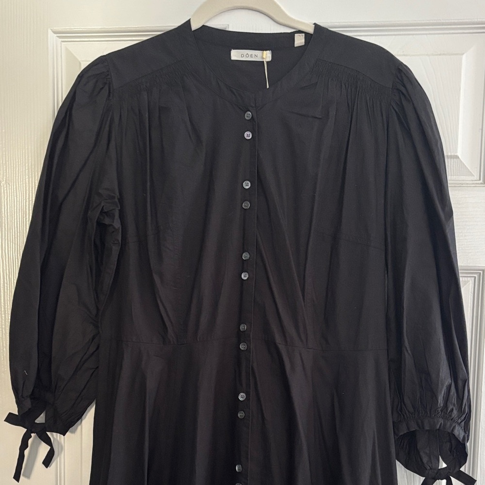 Beautiful NWT DOEN button down long-sleeve black dress